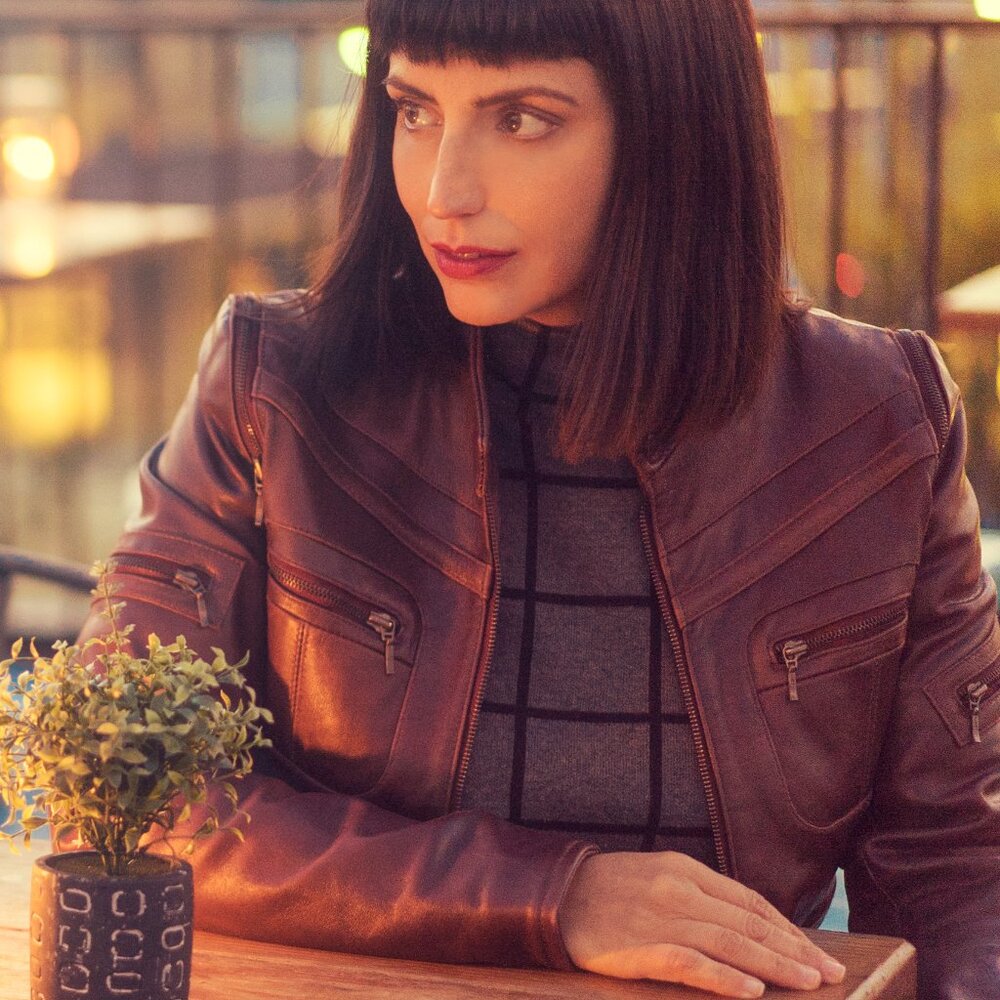 Vintage Brown Leather Jacket with Zippers